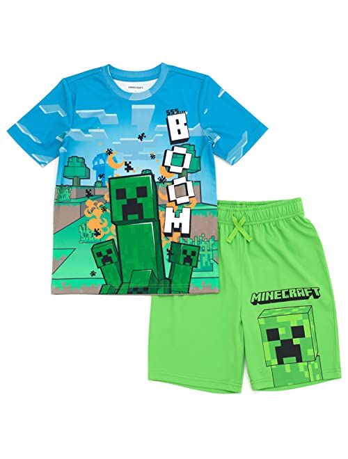 Minecraft Creeper T-Shirt and Shorts Outfit Set Little Kid to Big Kid