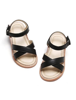 Otter MOMO Girls Sandals Open Toe Princess Flat Sandals with Ruffle Summer Sandals