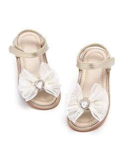 Otter MOMO Girls Sandals Open Toe Princess Flat Sandals with Ruffle Summer Sandals