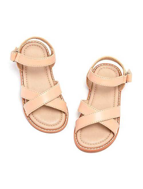 Otter MOMO Girls Sandals Open Toe Princess Flat Sandals with Ruffle Summer Sandals