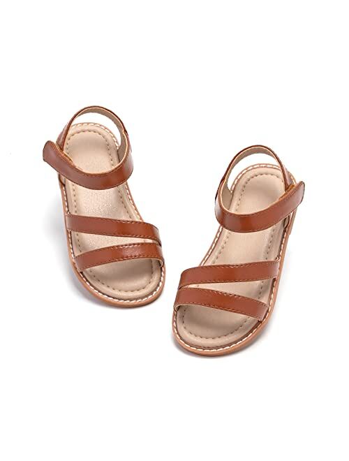 Otter MOMO Girls Sandals Open Toe Princess Flat Sandals with Ruffle Summer Sandals