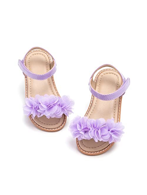 Otter MOMO Girls Sandals Open Toe Princess Flat Sandals with Ruffle Summer Sandals