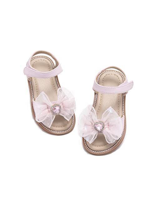 Otter MOMO Girls Sandals Open Toe Princess Flat Sandals with Ruffle Summer Sandals