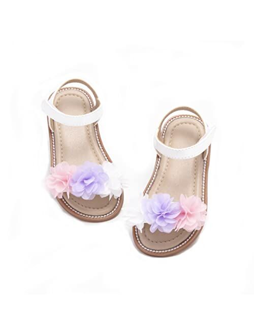 Otter MOMO Girls Sandals Open Toe Princess Flat Sandals with Ruffle Summer Sandals