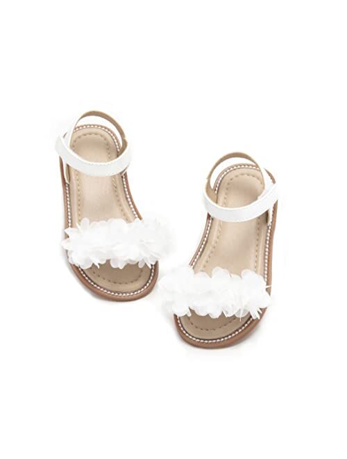 Otter MOMO Girls Sandals Open Toe Princess Flat Sandals with Ruffle Summer Sandals