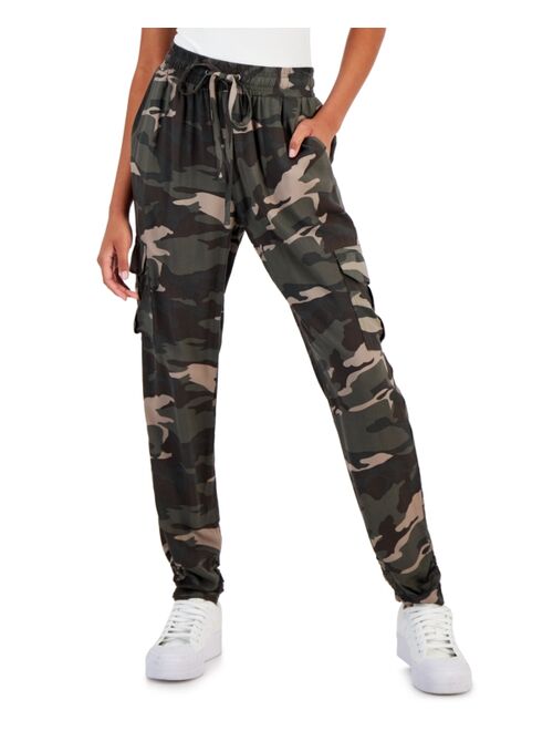 REWASH Juniors' Camo Utility Jogger Cargo Pants