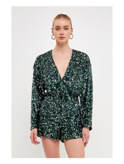 Women's 2d Sequins Wrapped Romper