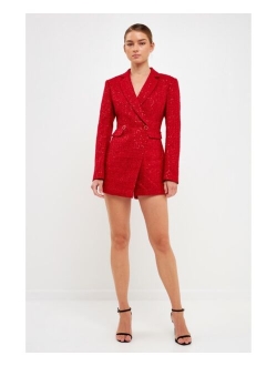 Women's Tweed Blazer Romper