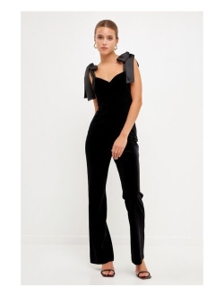 Women's Velvet Satin Sweetheart Jumpsuit