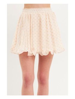 Women's Dot Pleated Mini Skirt