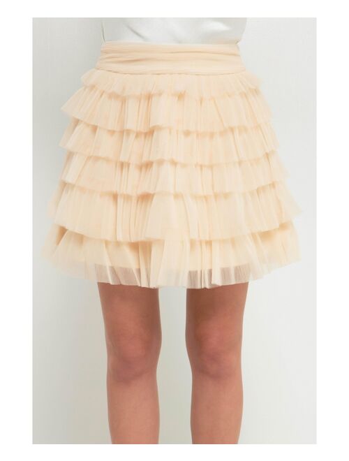 ENDLESS ROSE Women's Tulle Tiered Mini Skirt