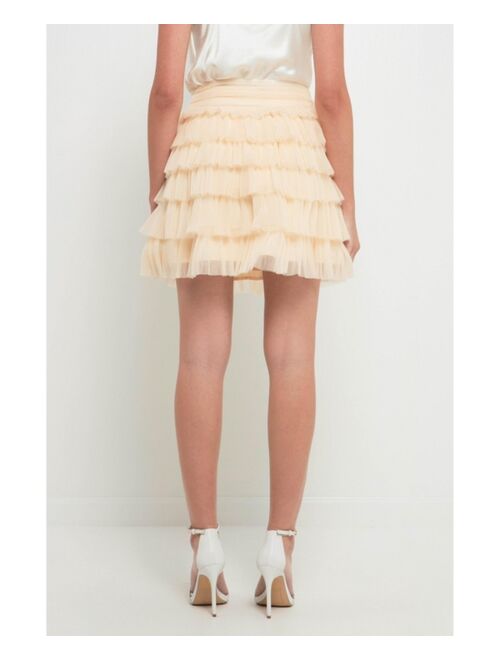 ENDLESS ROSE Women's Tulle Tiered Mini Skirt