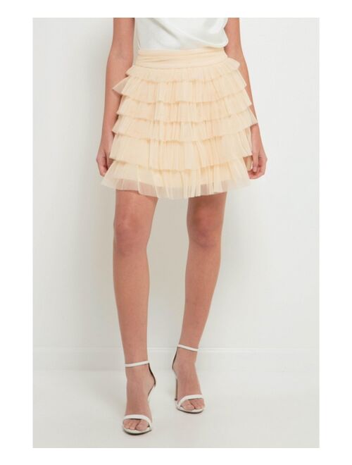 ENDLESS ROSE Women's Tulle Tiered Mini Skirt