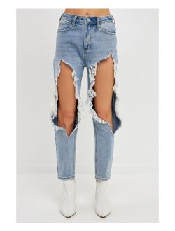 Women's High Waist Destroyed Jeans