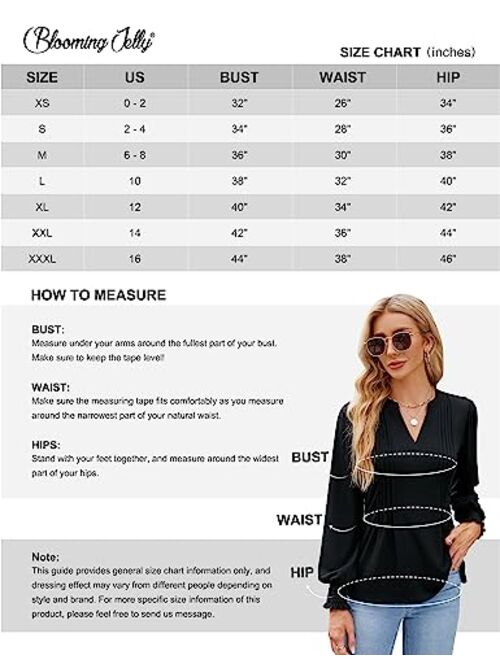 Blooming Jelly Womens Dressy Casual Tops Long Sleeve Work Shirts Basic V Neck Blouse Fall Clothes 2023