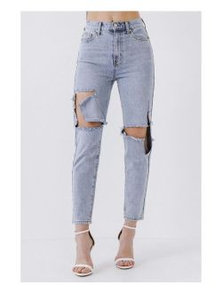 Women's Destroyed High Waisted Skinny Jeans