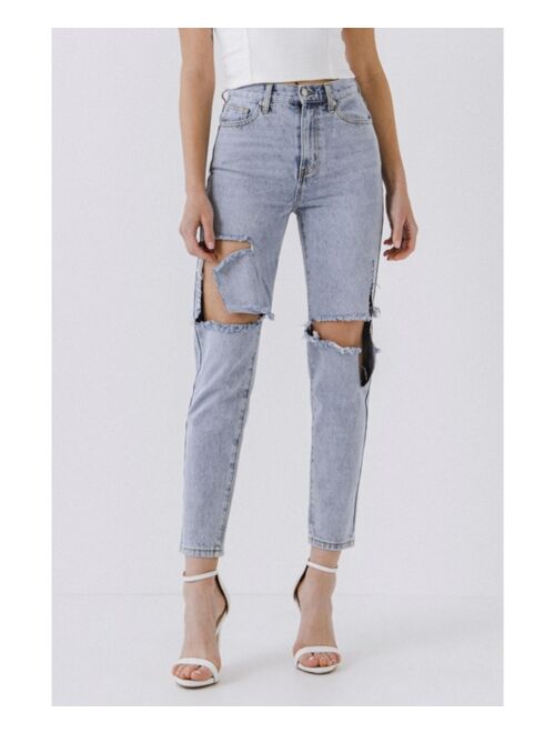 ENDLESS ROSE Women's Destroyed High Waisted Skinny Jeans