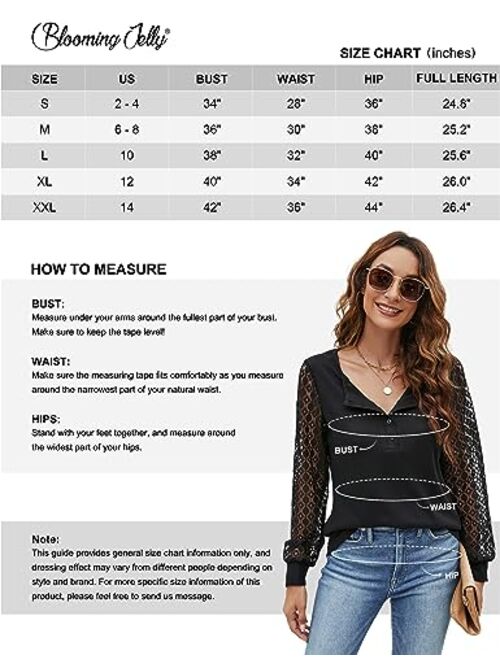 Blooming Jelly Women's Waffle Knit Tops Dressy Casual Long Sleeve Shirts Henley V Neck Blouses Fall Clothes 2023