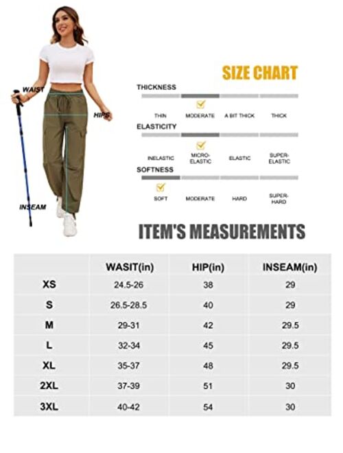 Blooming Jelly Womens Hiking Pants Waterproof High Waisted Cargo Pants Quick Dry Travel Rain Pants with Pockets