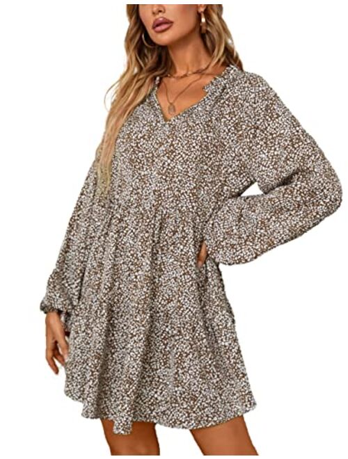 Blooming Jelly Womens Flowy Casual Dress Maternity Summer Dresses V Neck Button Down Cute Mini Dress with Pockets