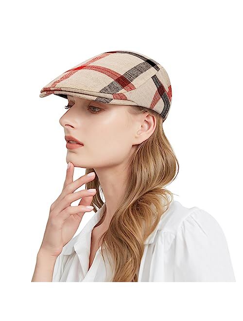 DOCILA Leather Flat Ivy Hats for Women Plain Feminine Newsboy Cap Fashion Gatsby Hat Lightweight Cabbie Driving Caps