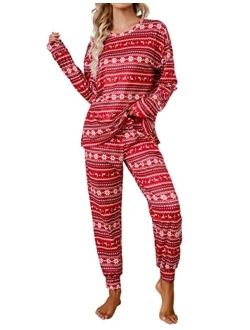 Womens Cute Pajama Sets Long Sleeve Heart Printed Lounge Set Pockets Two Piece Outfits