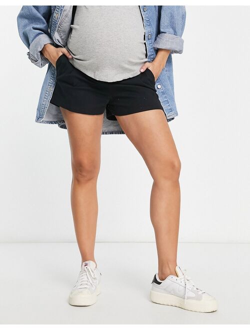 ASOS Maternity ASOS DESIGN Maternity chino short with under the bump waistband in black