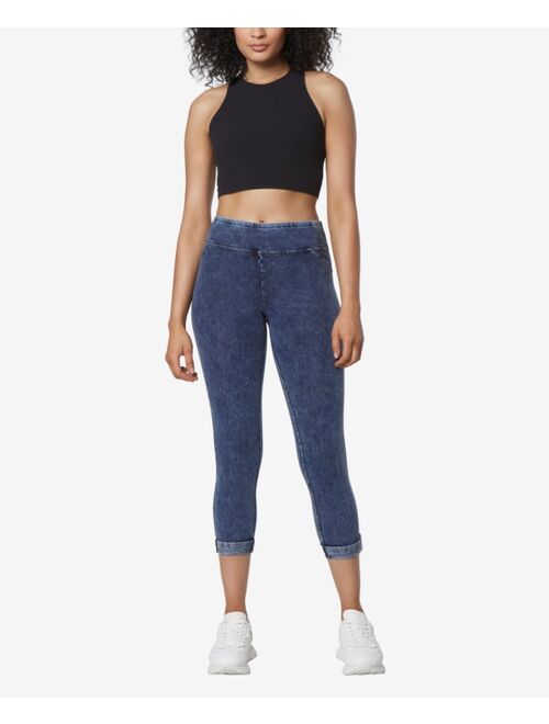 Marc New York Andrew Marc Sport Women's High Rise 7/8 Jeggings with Rolled Cuff Pants