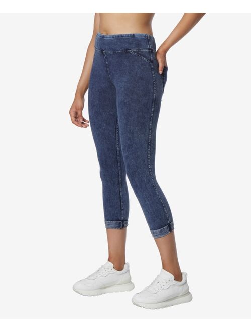 Marc New York Andrew Marc Sport Women's High Rise 7/8 Jeggings with Rolled Cuff Pants