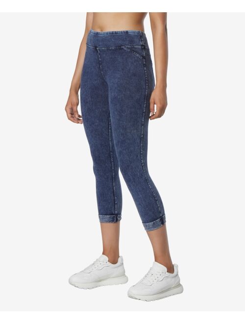 Marc New York Andrew Marc Sport Women's High Rise 7/8 Jeggings with Rolled Cuff Pants