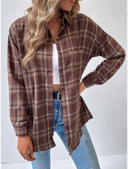 LUNE Plaid Print Drop Shoulder Shirt