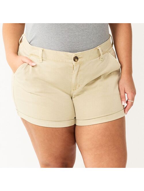 Juniors' Plus Size SO Cuffed Chino Shorts