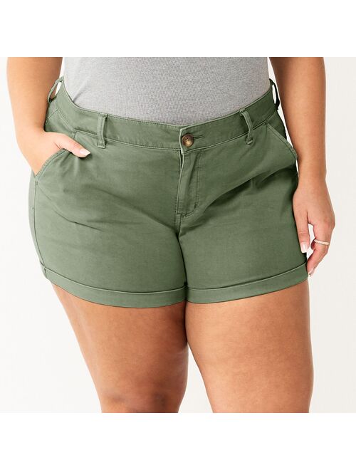 Juniors' Plus Size SO Cuffed Chino Shorts