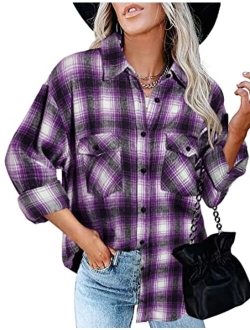 BTFBM Women Corduroy Shacket Jacket 2023 Long Sleeve Button Down Casual Plaid Flannel Shirts Boyfriend Fall Blouses Tops