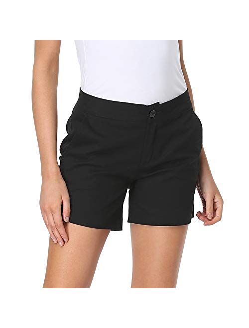 HDE Chino Shorts for Women 5" Inseam High Waisted Casual Stretch Summer Shorts