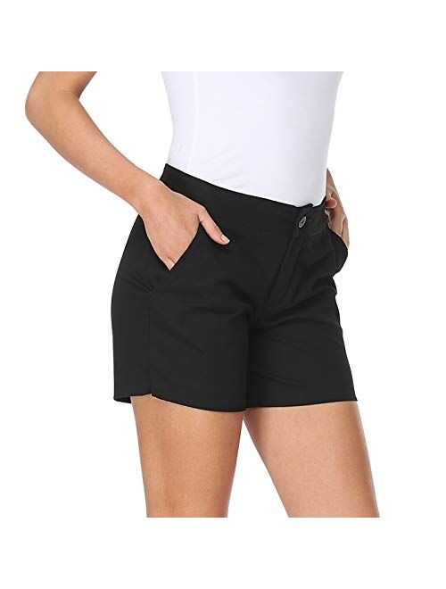 HDE Chino Shorts for Women 5" Inseam High Waisted Casual Stretch Summer Shorts