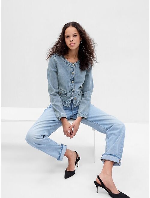 Gap Collarless Denim Jacket with Washwell