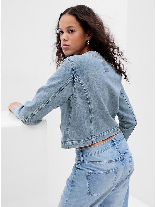 Gap Collarless Denim Jacket with Washwell