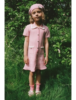Kids checkered buttoned flared dress