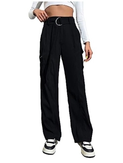 Womens High Waisted Baggy Cargo Pants Wide Leg Pants Relaxed Fit Pants 2023