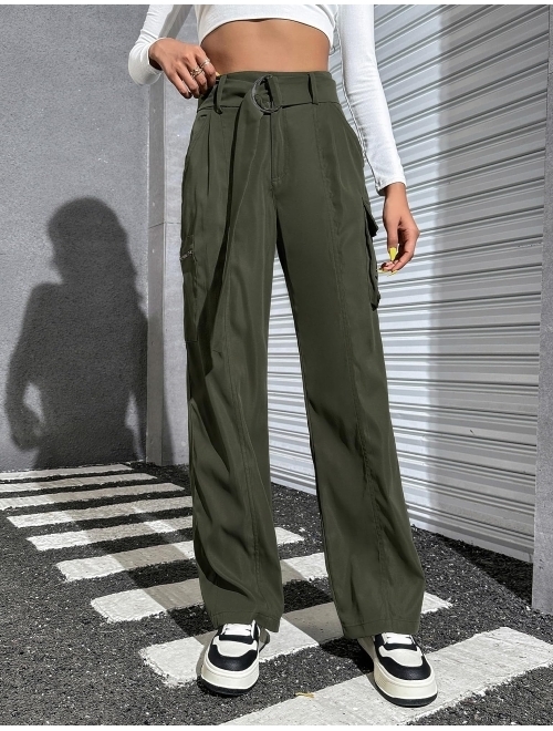 Blooming Jelly Womens High Waisted Baggy Cargo Pants Wide Leg Pants Relaxed Fit Pants 2023