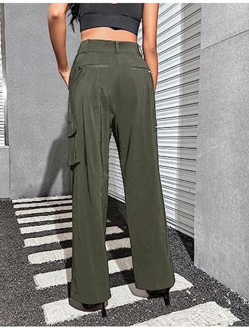 Blooming Jelly Womens High Waisted Baggy Cargo Pants Wide Leg Pants Relaxed Fit Pants 2023