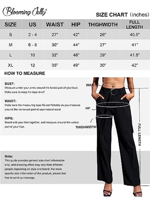 Blooming Jelly Womens High Waisted Baggy Cargo Pants Wide Leg Pants Relaxed Fit Pants 2023