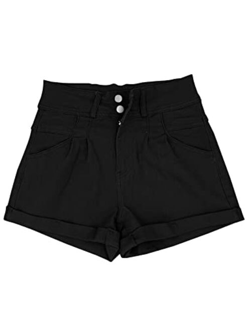 Orchidays Womens High Waisted Chino Bermuda Folded Hem Shorts