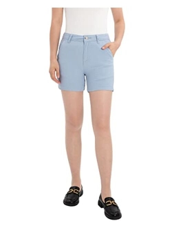 ZENTHACE Womens Chino Shorts 4 Inch Inseam Summer Casual Stretch Twill Cotton Solid Comfy Shorts