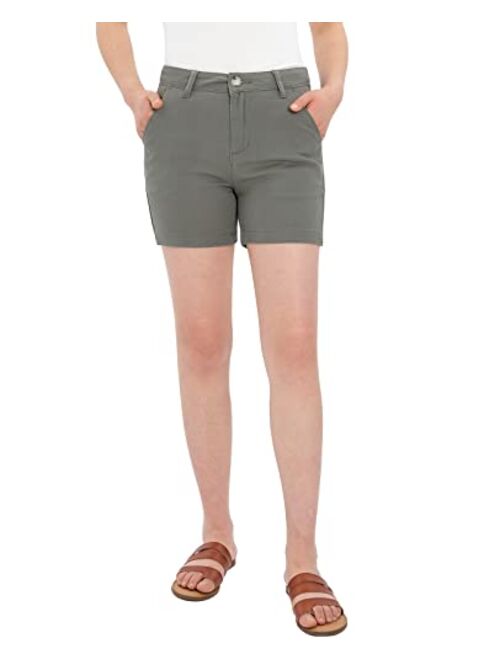 ZENTHACE Womens Chino Shorts 4 Inch Inseam Summer Casual Stretch Twill Cotton Solid Comfy Shorts