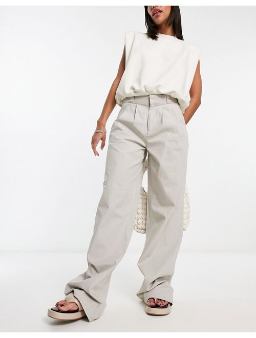 ASOS DESIGN oversized dad chinos in gray ripstop