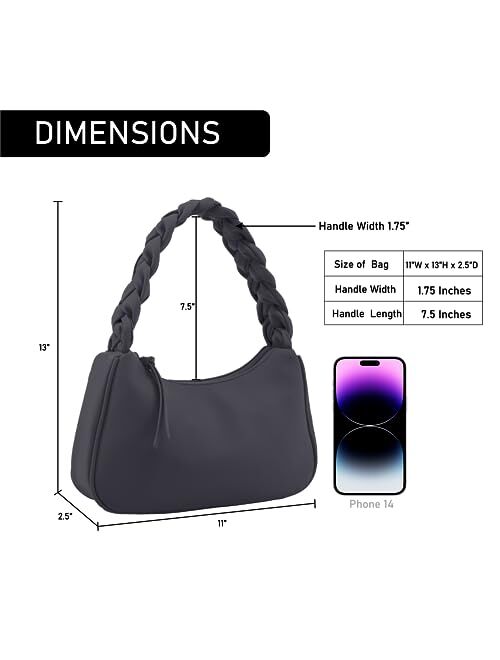 Emperia Braided Top Handle Shoulder Bag For Women, Trendy Designer Small Hobo Tote Handbag