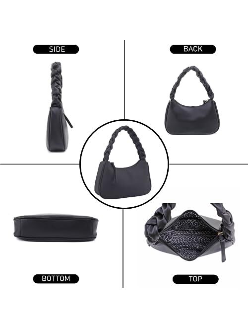 Emperia Braided Top Handle Shoulder Bag For Women, Trendy Designer Small Hobo Tote Handbag