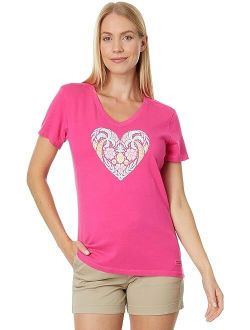 Life is Good Beach Design Heart Short Sleeve Crusher Vee